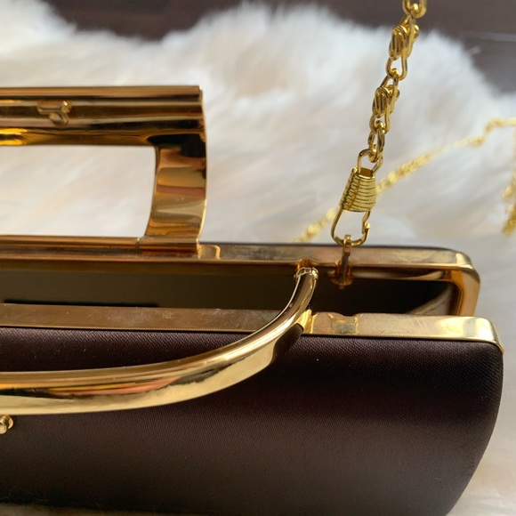 Sarina Brown Satin Clutch - Picture 4 of 10